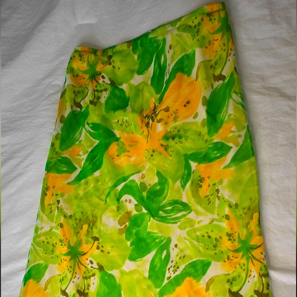 Tropical Green and Yellow Maxi Skirt